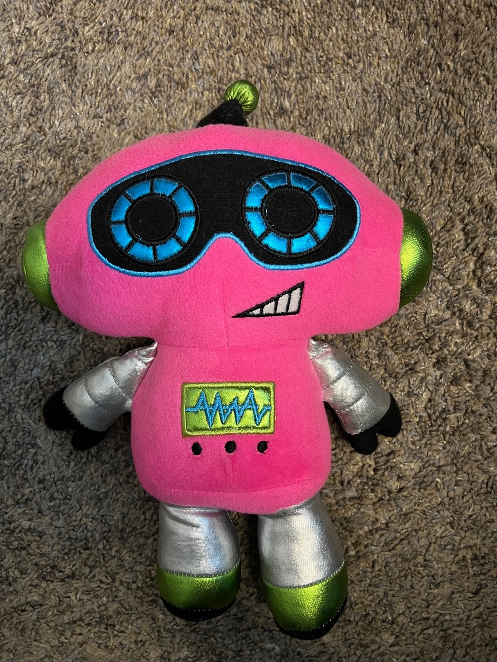 Pink Plush Robot Toy with Blue Eyes - Kids Toys